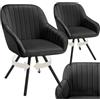 tectake® Set di 2 Poltrone Girevoli con Braccioli, Poltrone Velluto, Sedie Imbottite Design Moderno, Ideali per Sala da Pranzo, Cucina, Soggiorno, Arredamento Casa - Nero