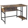 BAKAJI Scrivania con Mensola Libreria Tavolo da Lavoro Porta Pc Computer Struttura in Metallo e Piano in Legno MDF Anticato Design Moderno industriale Arredamento Casa Ufficio 120x60x76cm