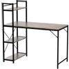 Ki Home Scrivania con Libreria 4 Scomparti Tavolo da Lavoro Porta Pc Computer in Legno e Metallo Arredamento Casa Ufficio Cameretta Dimensioni 120 x 60 x 124 cm Colore Nero e Industrial