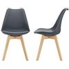 [en.casa] Set 2 Sedie con Gambe in Legno di Faggio e Scocca Rivestita in Similpelle Seduta Imbottita Design Ergonomico per Sala Pranzo Cucina Ufficio - Grigio