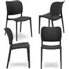 REDÒKASA Sedia in polipropilene MADE IN ITALY ORBITA, impilabile, resistente ai raggi UV, design moderno, ideale per sala da pranzo, cucina, sala d'attesa, bar, ristoranti o giardino (4, Antracite)