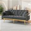 NADEUSAK Divano letto doppio, pieghevole, grigio, 80 x 180 cm, con funzione sdraio, tre angoli di inclinazione regolabili e portabevande, adatto per soggiorno, camera da letto, camera degli ospiti