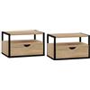 IDMarket - Set di 2 comodini da Parete Detroit con 1 cassetto + 1 ripiano sospeso in Legno e Metallo Nero, in Stile Industriale