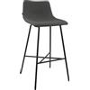 CLP Sgabello da Bar Imbottito Altona, Sedia da Bar con Schienale e poggiapiedi, Sgabello Moderno per Cucina, con Struttura in Metallo Nero, Colore:Grigio Scuro, Materiale:Stoffa