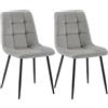 CLP Set di 2 sedie da pranzo Tilde imbottite con schienale, portata fino a 150 kg | Colore grigio Materiale Velluto