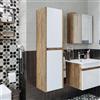 ROOMART - Set di Mobili da Bagno Atlantic - 4 Pezzi - Armadio Alto da 100 cm Con Lavabo in Ceramica - Armadio a Specchio - Mobile Alto (Rovere Bianco)