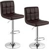 RELAX4LIFE Sgabelli da Bar, Altezza Regolabile 96,5-116,5 cm (2, Marrone) | Sgabello Alto da Cucina Girevole in PU con Schienale, Seduta Imbottita, Poggiapiedi e Base in Metallo Zincato, Portata 150KG