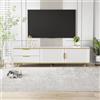 BNUZ Mobile TV, piatto basso, con struttura intagliata, manici e piedini dorati, mobili da soggiorno, con struttura in marmo. (bianco)