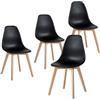 HJhomeheart Set di 4 sedie da pranzo, sedie da ufficio, gambe in legno massello di faggio, ideali per sala da pranzo, matrimoni, soggiorno, bar (nero/4)