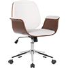 CLP Sedia Ufficio Kemberg In Similpelle Ergonomica I Seduta Comfort Con Ruote Schienale E Braccioli I Altezza Regolabile E Sellino Con Cuscino, Colore:noce/bianco