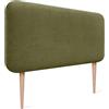 DHOME Testiera Imbottita Liscia Arrotondata in Tessuto Aqualine con Gambe per Parete Acustica Testate Letto Fonoassorbenti Camera da Letto (Verde, 90cm)