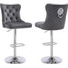 Relbiety Set di 2 Sgabelli da bar Velluto Altezza Regolabile,Grigio Scuro | Sgabelli Cucina Moderni con schienale testa di leone, Girevole 360°, Base Metallo cromato