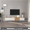WHOUS Mobile Porta TV Sospeso ISEO per Soggiorno con 2 Ante e 1 a Ribalta, Mobile Tv a Parete per Salotto, 200x35x30 cm, Bianco Lucido e Rovere
