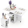 Shally Dogan Tavolo da Pranzo Pieghevole Salvaspazio con Ruote, Scrivania Richiudibile con 2 Ripiani e 1 Cassetto, Design Moderno Multiuso Ideale per Casa, Ufficio, 120 x 77 x 75 cm (Bianco)