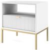 PIASKI Nova, Comodino, Mobili per Camera da Letto, Colore Grigio/Nero Opaco (Bianco/Oro)