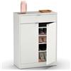 briebe Scarpiera ingresso corridoio, mobile ausiliario stretto camera da letto, 2 porte, 1 cassetto 101 x 75 x 36 cm (altezza x larghezza x profondità), 20 paia di scarpe, Domus bianco lucido