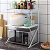 BAKAJI Scaffalatura Mobile Scaffale Porta Spezie Microonde Struttura in Metallo con 2 Ripiani Mensole in Legno Organizer Mensola Porta Utensili Strumenti Cucina Design Moderno (Bianco)