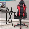 BAKAJI Sedia Poltrona Gaming Scrivana Ufficio Casa in Ecopelle Schienale Reclinabile Cuscino Lombare Poggiatesta Rotazione 360 Gradi Direzionale Altezza Regolabile Base 5 Ruote (Rosso e Nero)