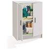 Bricozone Armadio Multiuso Basso Compatto Con 2 Ante E Ripiani Interni Mobile Organizzatore Resistente Per Bagno Lavanderia Cucina Garage Bianco Opaco Facile Da Montare