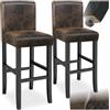 tectake® Set di 2 sgabelli da Bar con Gambe in Legno Massiccio, Seduta Confortevole, Altezza Regolabile 107 cm, Sedia da Pranzo Design Ergonomico, Ideale per Sala da Pranzo e Cucina - Marrone Anticato
