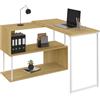 IDMarket - Escritorio esquinero giratorio 180° DETROIT Estantería en forma de S diseño industrial madera y metal blanco