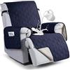 LINGKY Copripoltrona 1 Posto con Braccioli, Copridivano Impermeabile per Poltrona Relax Reclinabile Elettrica Reversibile Copri Divano Antiscivolo Antimacchia AntiGraffio (Marino,Piccolo)