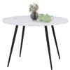 IDMarket - Tavolo da pranzo rotondo per 4 persone AMELIA con gambe in metallo nero effetto marmo bianco ALASKA 110 cm