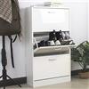 BAKAJI Scarpiera Salvaspazio Slim Portascarpe in Legno MDF con 3 Ante Laccate Bianco Lucido Porta Scarpe a Ribalta e Doppia Profondità Dimensioni 59 x 22 x 105 cm