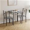 Vida Designs Set tavolo e sedie da pranzo Roslyn, set mobili moderni e contemporanei per cucina e colazione (Grigio Cemento, 2 posti)