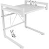 HUOLE Scaffale per Forno a Microonde o Elettrico, Espandibile Orizzontalmente per Cucina, Organizzatore a 2 Ripiani e con 3 Ganci, capacità di Carico Fino a 25kg,42 cm (40-65 cm) (42 cm (40-65 cm) bianco)