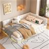 boorbin Letto giornaliero, divano letto, letto con rete a doghe (senza materasso), 16 colori, luce ambientale, porta USB, tipo C, materiale comodo, finta tessuto non tessuto (bianco, 140 x 200 cm)