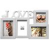 MA MAISON Quadro Portafoto 4 Cornici 44hx26 cm con Scritta Love e Cuore - Adatto per Arredo, Foto Ricordo, Decorazioni, Camera da Letto, Soggiorno, Ufficio - Colore Bianco