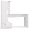 BDW Cosmo - Scrivania con mensole, larghezza 143 cm, altezza 140 cm, profondità 50, ripiano integrato con porta, cassetto, cameretta dei bambini, ufficio, adolescente, bianco