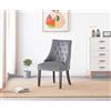 P&N Homewares - Sedia Windsor - Grigio | Tessuto in velluto trapuntato | Battente porta | Borchie | Sedia da pranzo | Sedia laterale imbottita GIORNO PROSSIMO |
