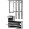 HOMCOM Mobile da Ingresso Appendiabiti con Scarpiera e Specchio, Mensole e Cassetto, 90x10x102cm Grigio Cemento