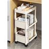WABMJGW Libreria mobile su ruote a 2 o 3 livelli, carrello portariviste multiuso mobile per sotto la scrivania, ufficio, cucina, bagno, bianco A 3