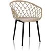 HJH Office sedia a guscio BEGIO sedia a guscio in plastica con schienale a rete, sedia per visitatori, beige, 830115