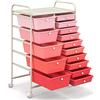 GYMAX Carrello Portaoggetti con 15 Cassetti Staccabilea, Carrellino Salvaspazio con Ruote, per Uffici, Parrucchieri, Studio, Soggiorno, 62,5 x 37 x 87 cm (ROSA SFUMATO)