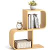 COSTWAY Libreria S a 2 Cubi, Scaffale in Bamboo, Salvaspazio Moderno da Terra, per Soggiorno, Studio e Ufficio, 61 x 23 x 66,5 cm, Naturale (2 Livelli)