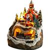 DIioee Set di Case del Villaggio di Natale Rotante Treno Display Figurine LED Musical Christmas Holiday Decoration Babbo Natale