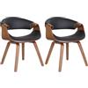 CLP Set di 2 sedie da pranzo Foley in ecopelle o tessuto I Sedia da cucina con braccioli e struttura in legno, Colore:quercia/nero, Materiale:Ecopelle