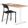 Mobili Fiver, Scrivania Fissa Clara 120x60 Rovere Rustico con Gambe Bianche, Nobilitato/Alluminio/Acciaio, Scrivania moderna per Ufficio