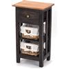 DESIGN DELIGHTS Tavolo TELEFONICO Rattan 70 | 70 x 38 x 28 cm (Altezza x Larghezza x profondità), Mogano, con cestini in Rattan e cassetto