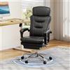 DEVAISE Poltrona da Ufficio Ergonomica con Poggiapiedi, Sedia Gaming, Pelle PU, Schienale Regolabile 3 Posizioni, Cuscino a Molle, Base Metallica, Ruote Silenziose, Portata Max 200 kg, Nero