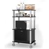 GIANTEX Carrello da Cucina per Microonde a Rotelle, 3 Ripiani Portaoggetti e Armadio con Ante, 4 Ruote di cui 2 con Freno, Dimensioni 60 x 40 x 98 cm(Nero)