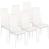 GOKHOMX Set 6 Sedie Sala da Pranzo Sedie Cucina Bianche e Seduta Ergonomica Sedie Soggiorno Per Arredo Sala da Pranzo,Cucina e Ufficio,Gambe in Metallo,Bianche