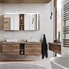 Lomadox Set di mobili da bagno vintage in rovere di quercia, 140 cm, 2 lavandini in ceramica, 2 armadi a specchio a LED, larghezza x altezza ca. 140,4/200/46 cm
