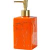 LCDIUDIU Portasapone Liquido Bagno,Dispenser Di Sapone Con Motivo In Marmo, Dispenser Di Sapone In Ceramica Ricaricabile, Dispenser Di Detersivo Per Cucina, Bottiglia A Pompa Arancione Con Strisce Dorate, Di