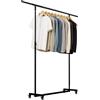CLP Appendiabiti con Ruote Stabile Soran, Asta Regolabile in Altezza e Pieghevole, Stand Appendiabiti Metallo Nero Dimensione 120x50x188 cm