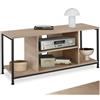 tectake® Mobile TV 110x40x50,5cm, Mobile Soggiorno 4 Ripiani Aperti, 1 Mensola Regolabile, Madia Soggiorno Moderna per TV 55 pollici e oltre, Home Theater, Casa e Cucina, Legno Industriale Chiaro